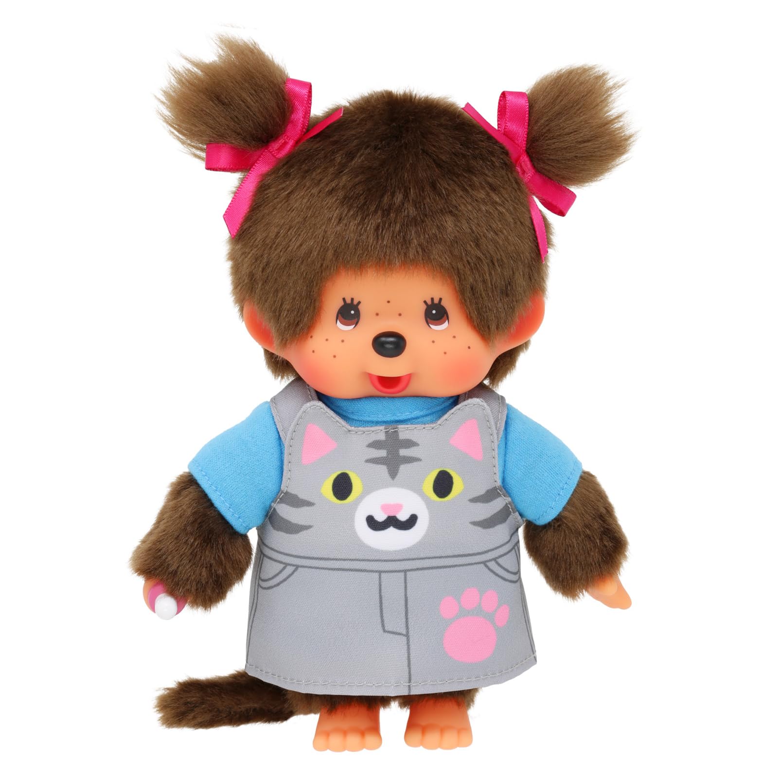 Sekiguchi 203895 Original Monchhichi Girl with Bib Dress and Cat